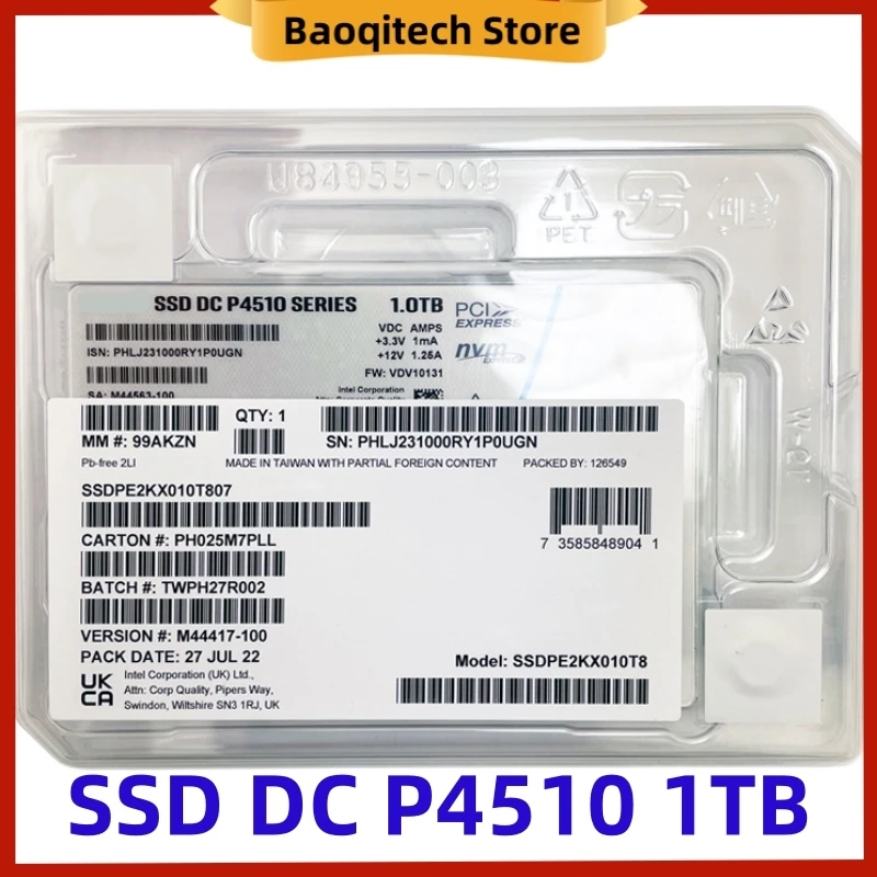 Imagem -03 - Estado Sólido para Ssd Intel P4510 8tb 4tb 2tb 1tb U.2 Nvme 2.5in Servidor de Gravação na Nuvem Enterprise Original Novo Ssdpe2kx0 Unidade de