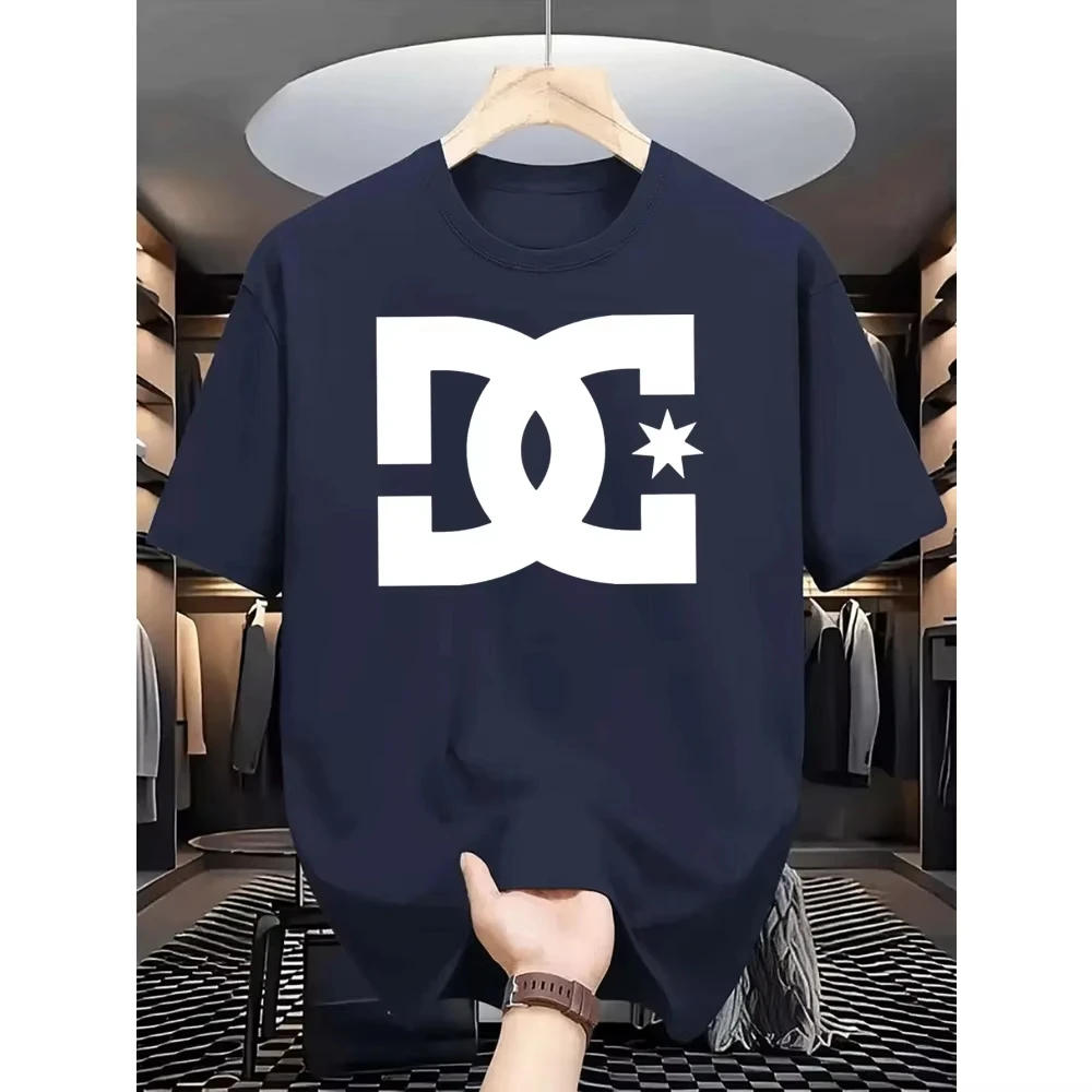 2026 Unisex Summer Short Sleeve Tee Bold Geometric Symbol Star Print Crew Neck T Shirt Loose Streetwear Tops