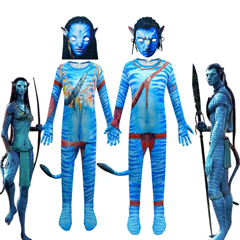 Avatar 2 The Way of Water Neytiri Cosplay Anime Halloween Costumes for Kids Zentai Fantasia Jumpsuits Disguise Carnival Clothes