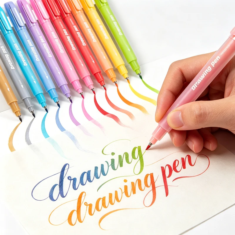 12 Pastel Colors Arts Calligraphy Brush Pen Brush Tip Marker Felt Tip Water Based Ink Color Pens Great for Lettering, Journaling