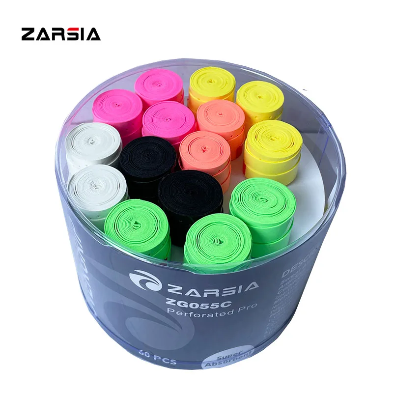 

60pcs NEW 2024 ZARSIA Perforated Candy color Tennis racket Overgrips,Sticky badminton grips Padal Racket Grips sweatband