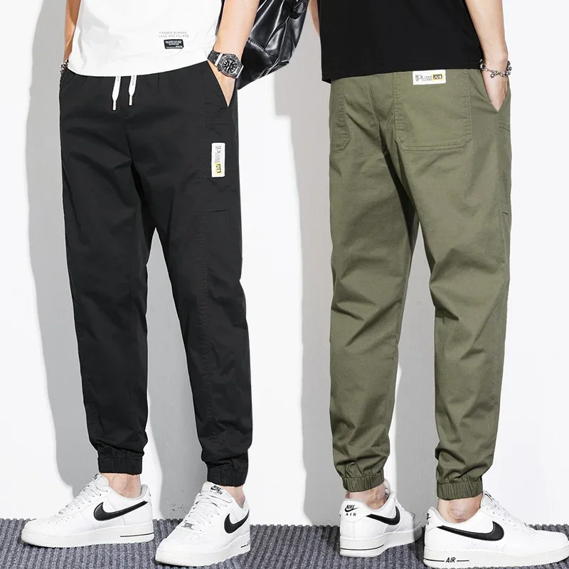 

Летние Брендовые мужские хлопковые джоггеры, брюки-карго, зеленая кахаки, уличная одежда, брюки Харадзюку, спортивные брюки в стиле хип-хоп, мужские повседневные брюки-султанки