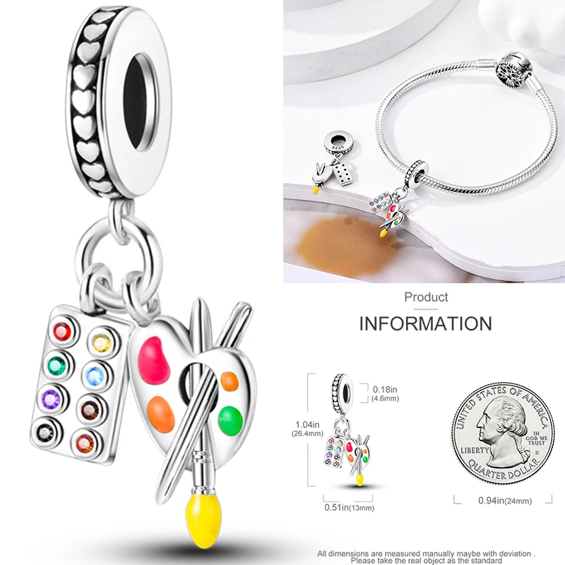 925 Sterling Silber Sport-Charm-Perlen Tennis-Schläger Boxhandschuhe Hantel Fitness DIY Armband Halskette Geschenk für Sportler – Detail 5