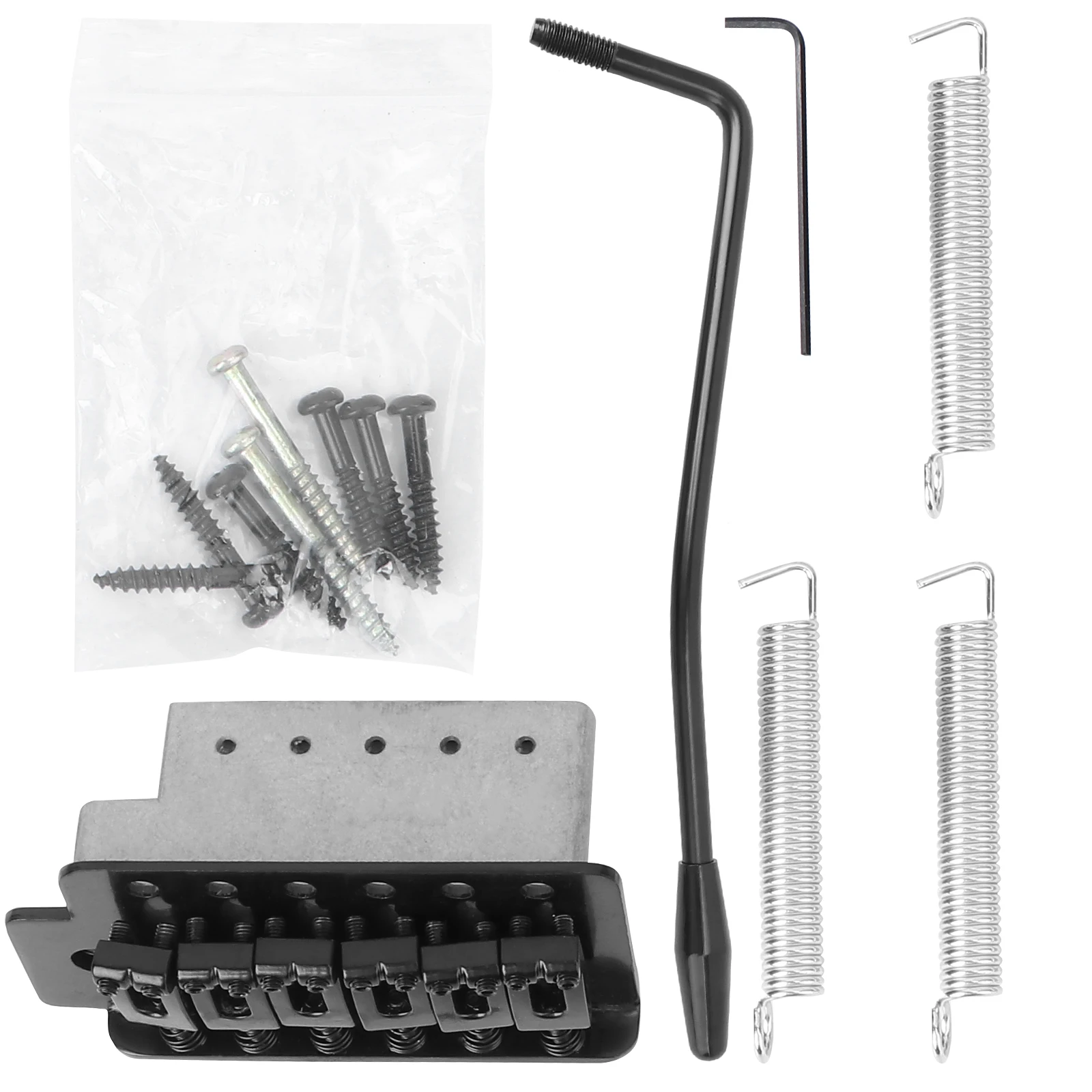 

GA206 Left Handed 6 String Flat ST Saddle Single Tremolo Bridge System for Electric Guitar Accessories Parts Screw-in Arm (Black