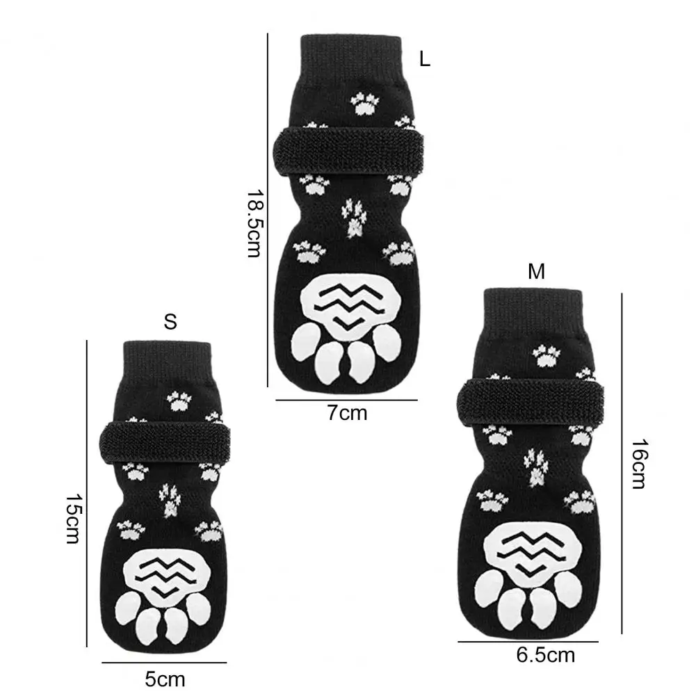 4Pcs Pretty Cat Socks Fastener Tape Anti-scratch Cotton Wear Resistant Pet Socks Paw Protector Decor