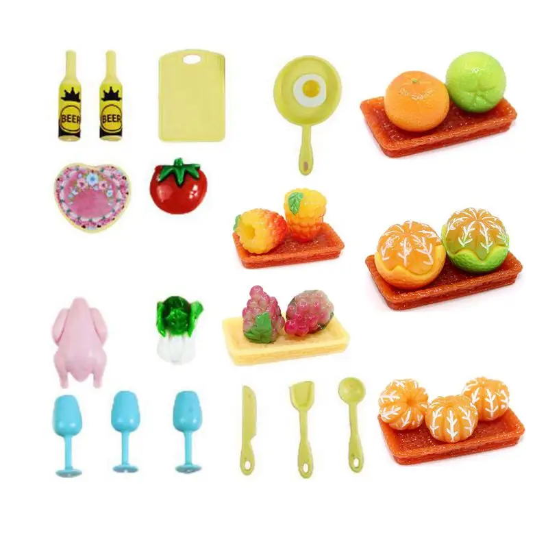 Kitchen Kit Mini Foods Kawaii 25 Items /Lot Kids Toys Free Shipping Items Doll Accessories For Barbie DIY Girls Birthday Present