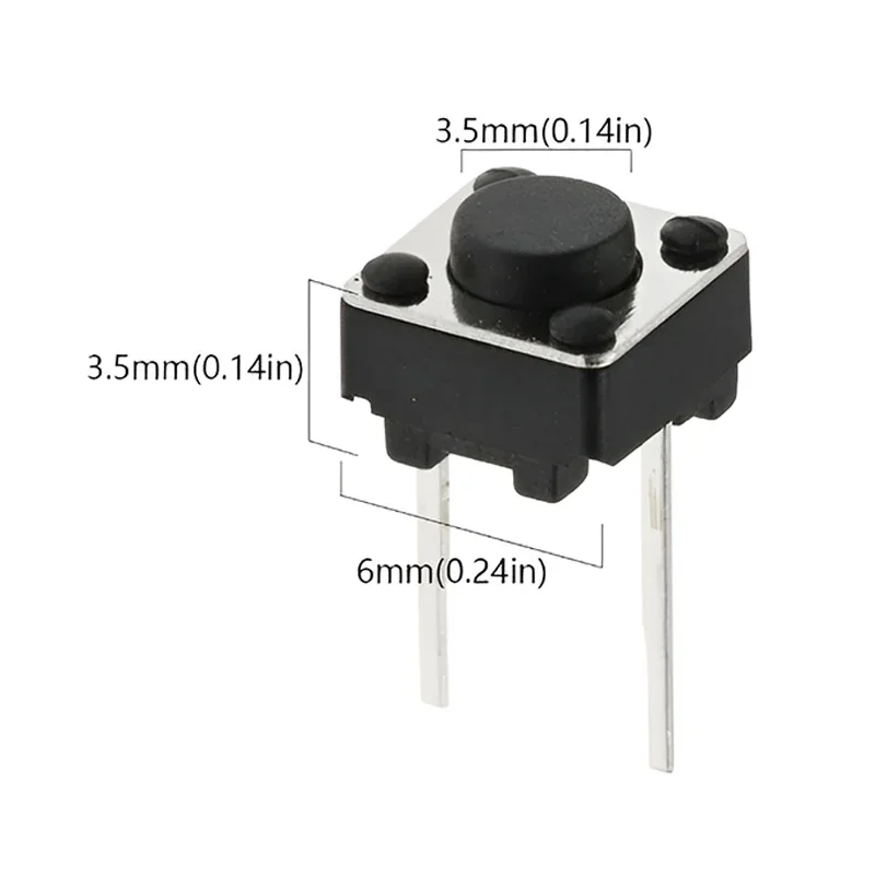 5 Stück 6x6 (mittlerer 2-Pin) taktiler selbstrückstellender Mini-Schalter 6*6 Griffhöhe 12,0 mm Stiftlänge 3,5 mm 50 mA DC12V Momentaner Mikroschalter – Detail 5