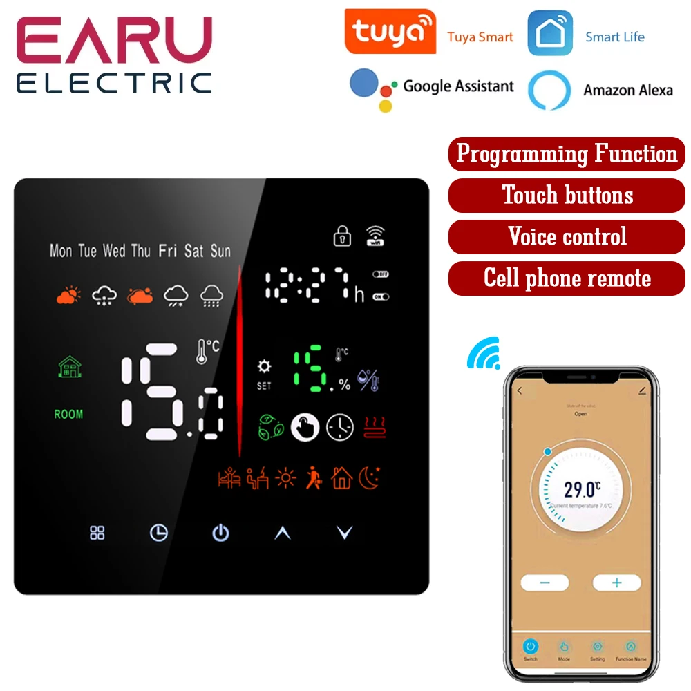 Tuya WiFi Smart Thermostat Electric Floor Heating TRV Water Gas Boiler Temperature Voice Remote Controller for Google Home Alexa
