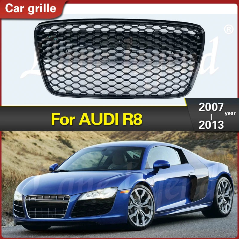 

Решетка переднего бампера для Audi R8 2007-2013, Черная решетка центрального бампера, решетка гонок, верхняя Центральная решетка, аксессуары для стайлинга автомобиля