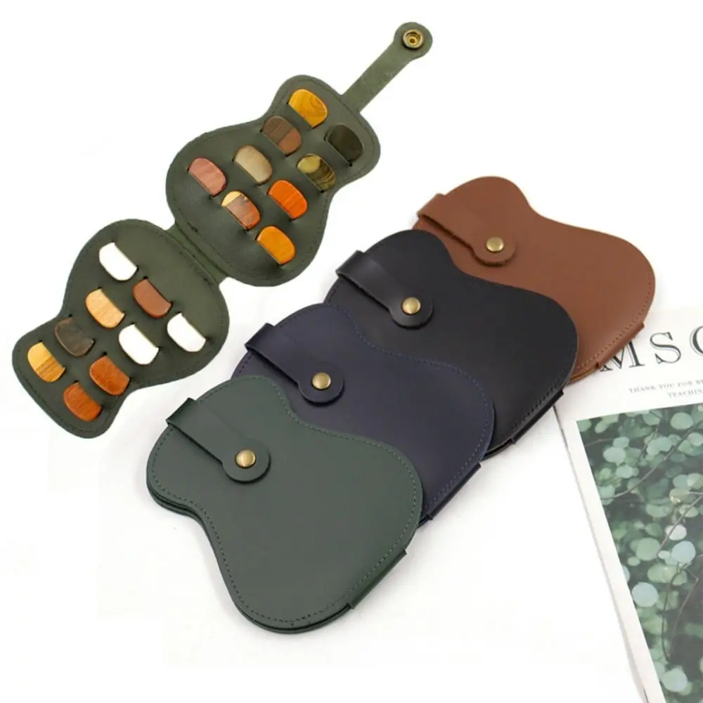 Guitar Picks Holder Case Can Hold 18 Pieces Of Variety Thickness Picks Storage Pouch Box PU Leather Guitar Plectrums Bag