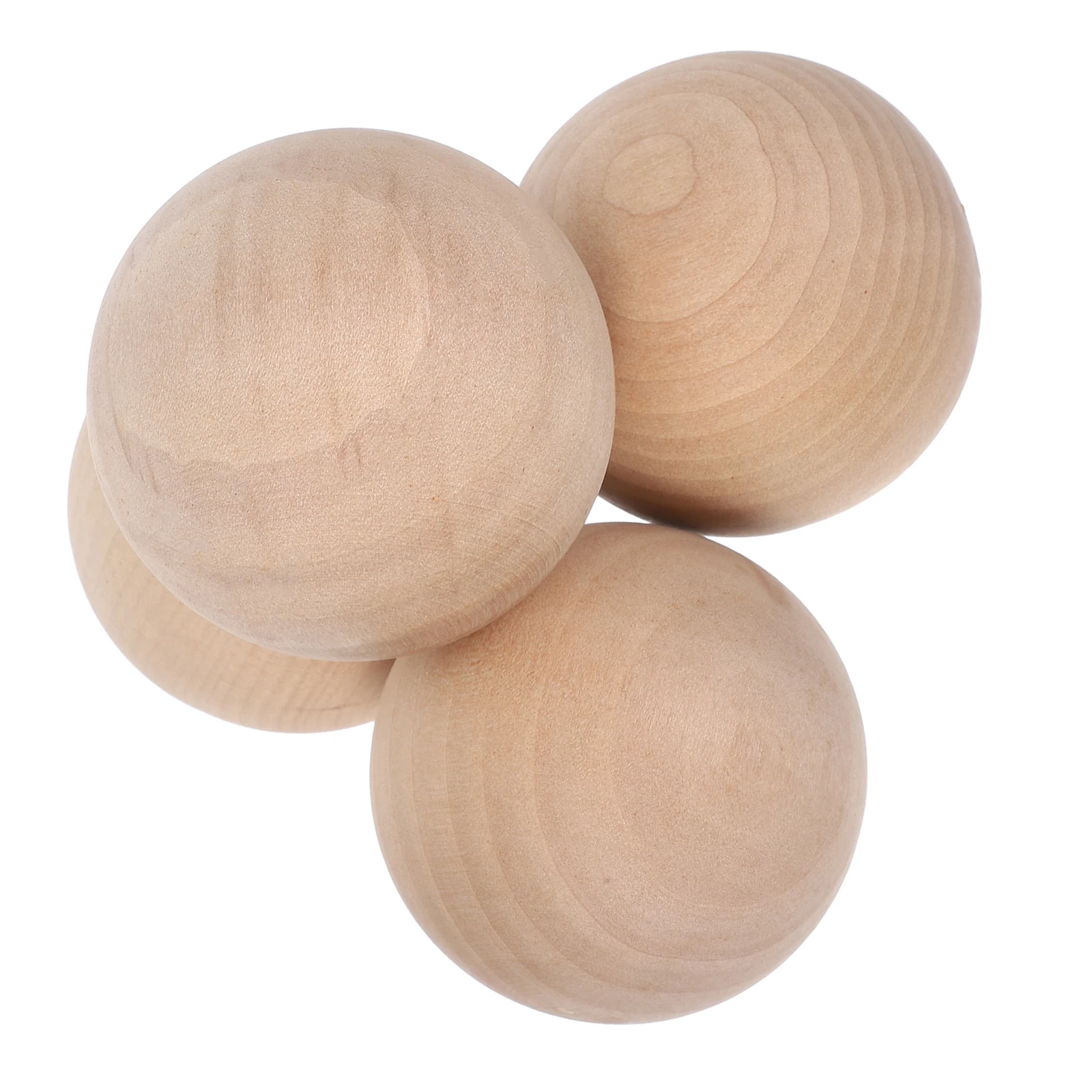 4pcs Wooden Balls Round Craft Spheres Natural Solid Structure Smooth Unfinished Teaching Models Diy Painting Projects