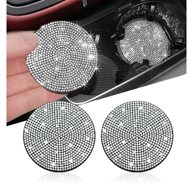 Multifunctional Car Diamond Coaster Water Cup Slot Non-Slip Mat Silica Pad Cup Holder Mat Auto Interior Decoration Accessories