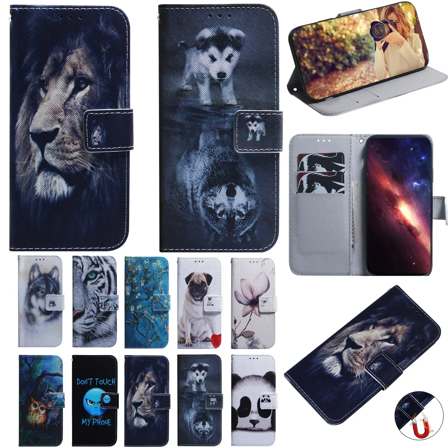 

Stand Flip Wallet Case for Xiaomi Poco X6 PRO x6 5G X5 X4 PRO 5G x4 GT X3 X3 NFC X3 GT Painted Protect Phone Cover