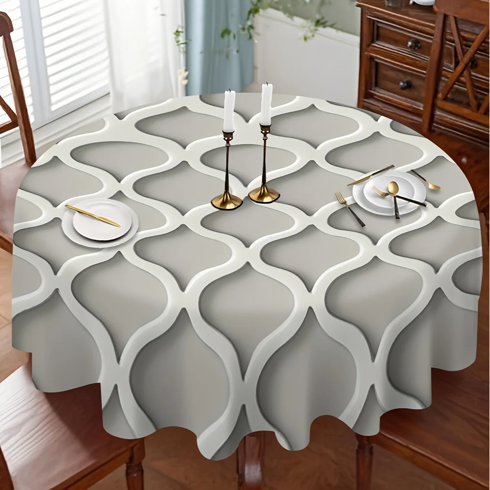One geometric checkered tablecloth, creating a relaxed dining atmosphere, suitable for breakfastzyc