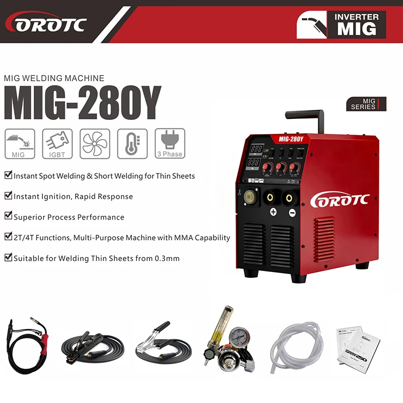 MIG-280Y 250A 380V 3-Phase MIG/MMA Welder New Stainless Steel Spot Thin Sheet Welding Expert for 0. m+ Multifunction
