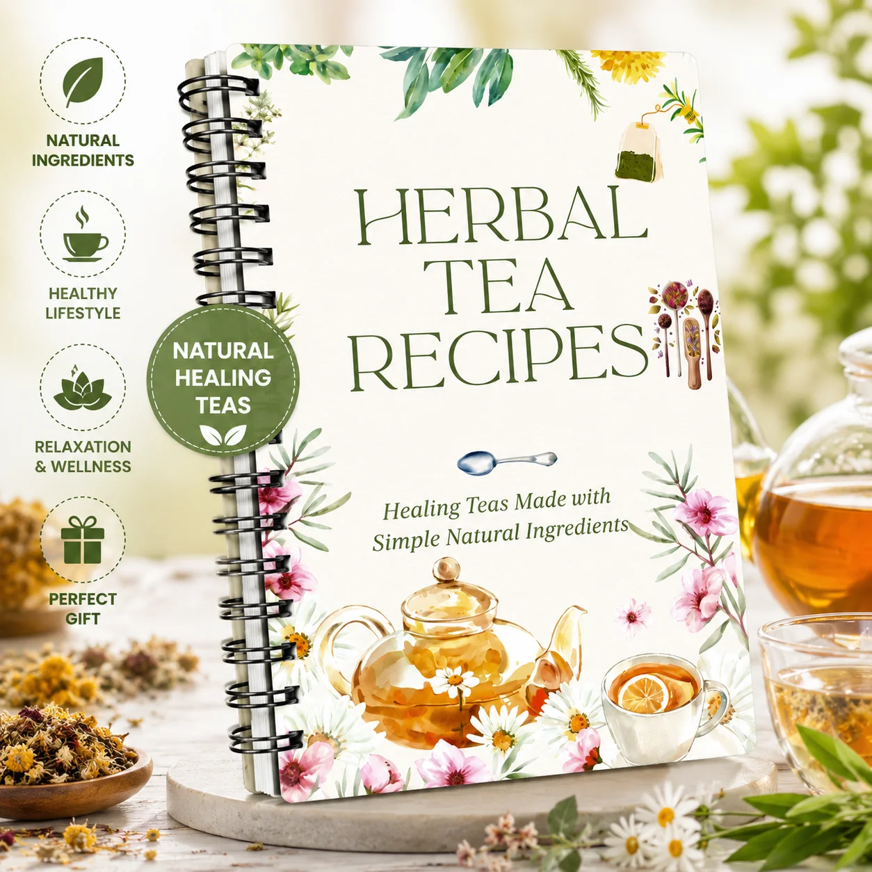 

Herbal Tea Recipes Book – Natural Healing Tea Blends for Relaxation, Detox, Immunity, Sleep & Everyday Wellness
