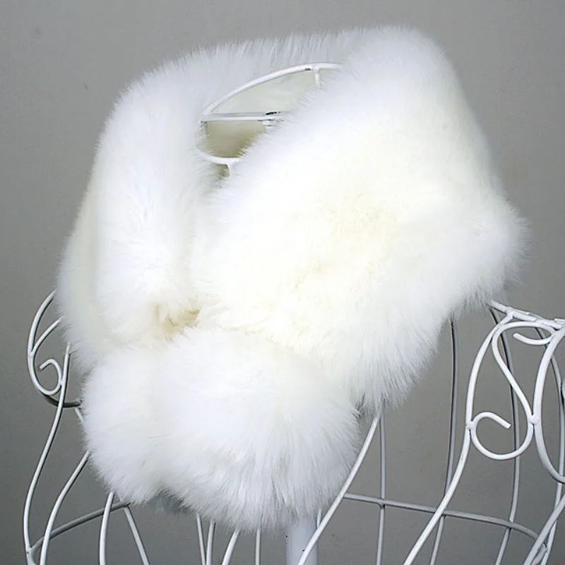 

Women's Winter Scarf with Fake Collar and Warm Cover, Imitating Rabbit Fur and Fox Fur Scarf