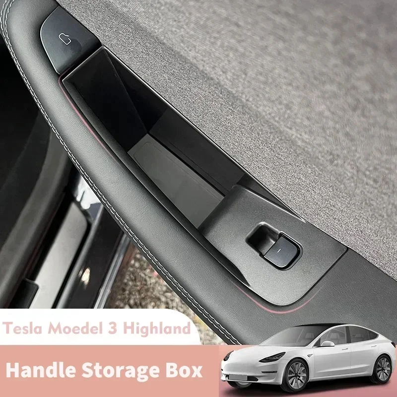 

Car accessories for Tesla Model 3 Highland Door Handle Storage Box Holder Side Armrest Organizer Container Tray Car Accessories