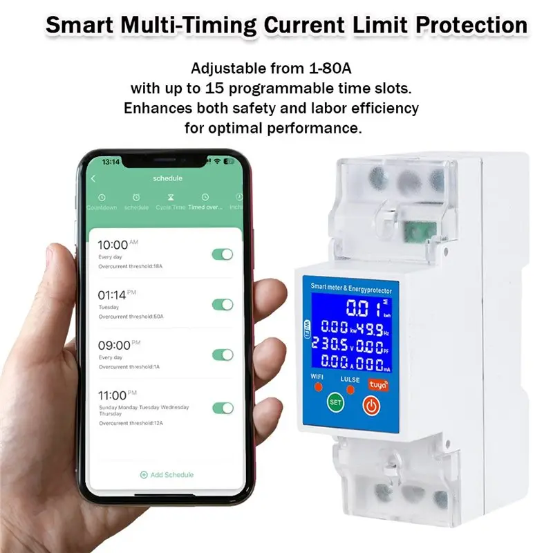 قاطع الدائرة الكهروضوئية APPLIA-Wifi 80A مع الجهد الزائد/تحت التيار الزائد وحماية التسرب والحماية الحرارية #5