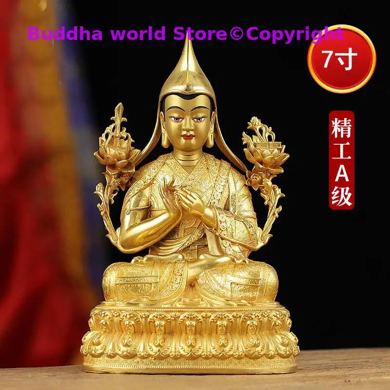 

Tibet Nepal Buddhism high quality gilding copper Gelugpa master ZONG KA BA tsongkhapa Buddha statue Shrine protection