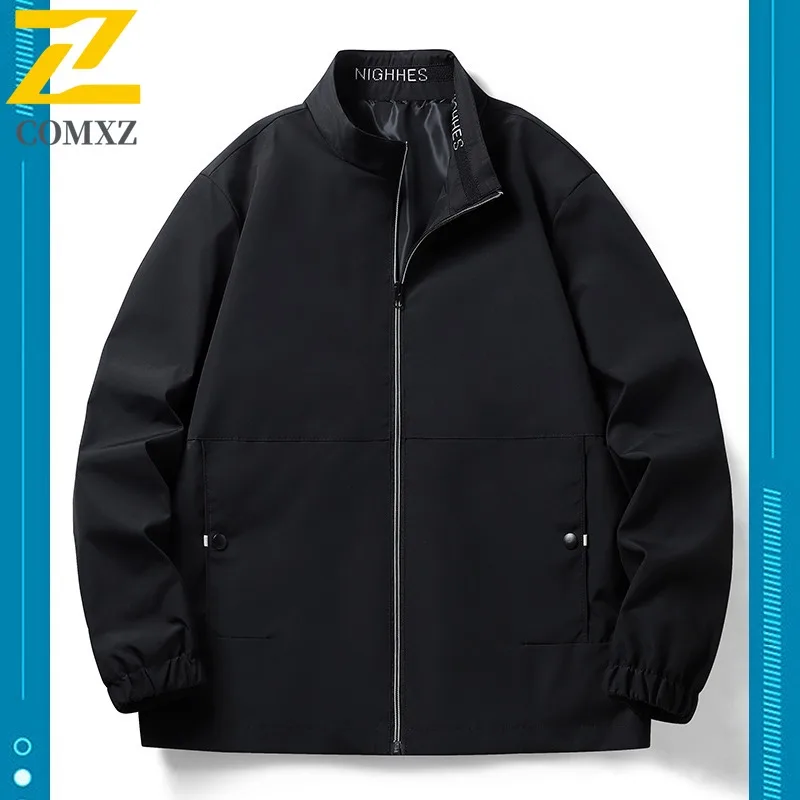 

COMXZ Мужская куртка для отдыха с воротником-стойкой Корейское модное пальто для самосовершенствования Повседневная офисная ветрозащитная осенняя ветровка для поездок на работу