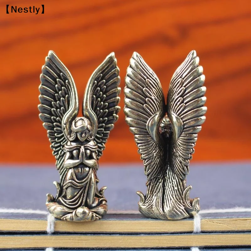 Figura de Ángel Diosa, Decoración para el Hogar, Estatua de Ángel Guardián, Decoración Retro, Adorno de Bronce para Escritorio, Manualidades, Decoración para Mesa de Té〔Nest〕