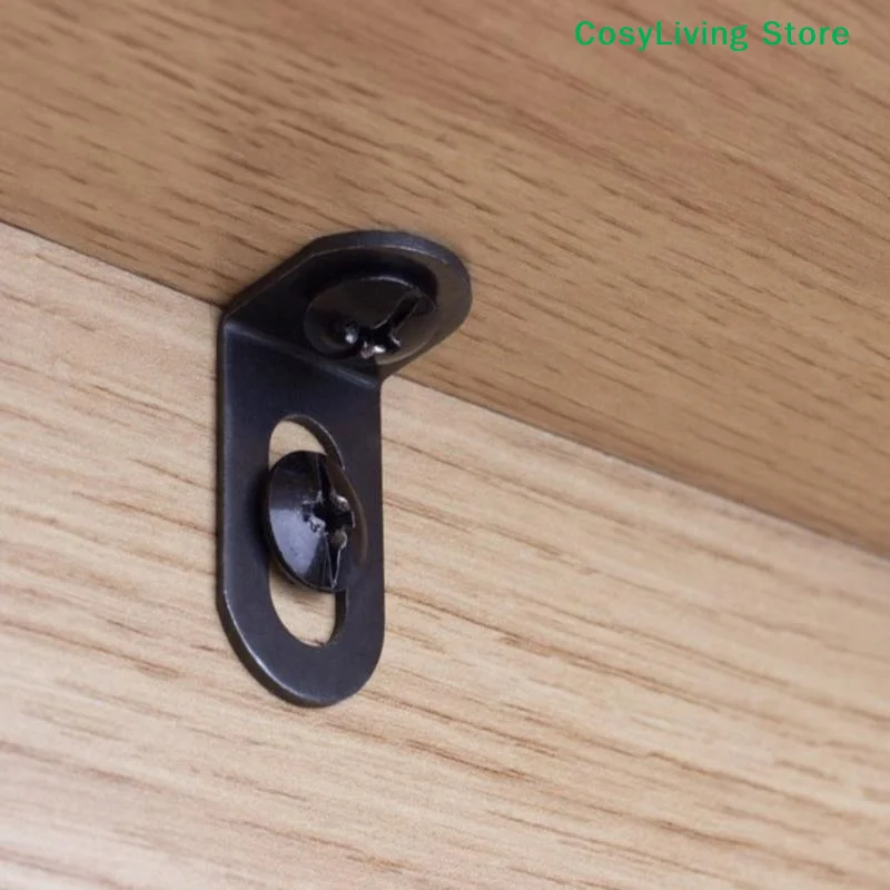 [CL]10Pcs Metal Corner Braces Brackets Right Angle L Shape Brace Bracket Black[CL]