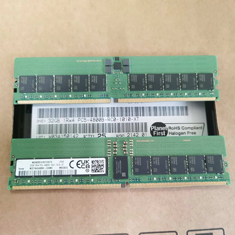 

1 шт. для Samsung DDR5 32G 32 ГБ 4800 1RX4 PC5-4800 ECC REG RDIMM серверная память