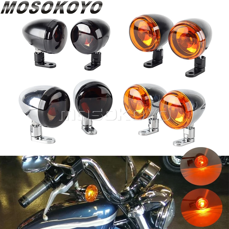 

Bullet Front Motorcycle Turn Signal Light Indicator Amber Moto Blinker Retro Lamp for Harley Sportster 883 1200 Dyna Softail 12V