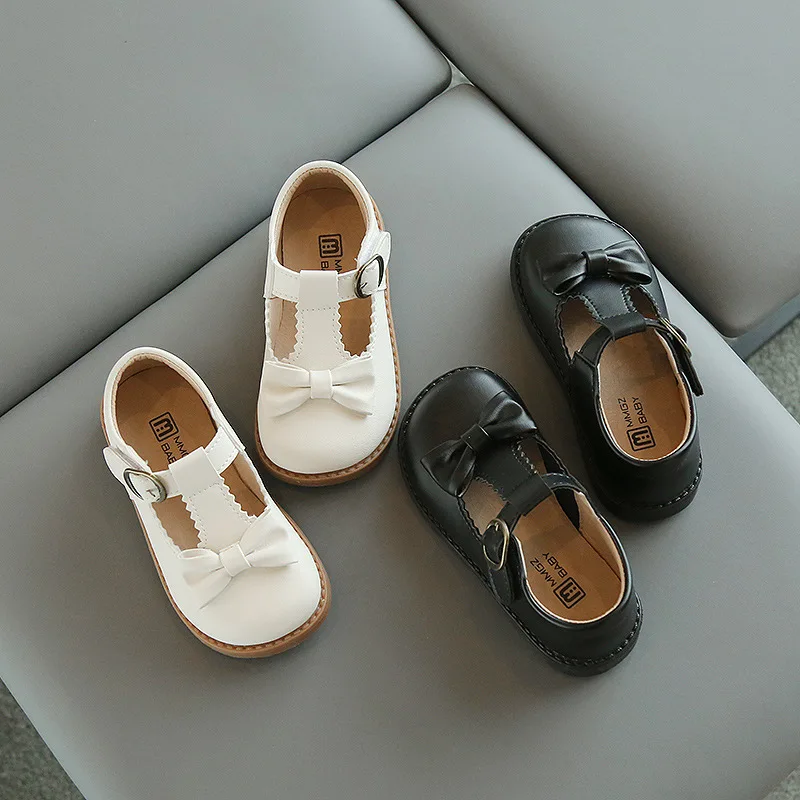 Fashion Leather Shoe Simple Exquisite Princess Shoe Daily Trendy Light Girl Shoe Flat New Comfort Kid Shoes Elegant Sweet Sandal