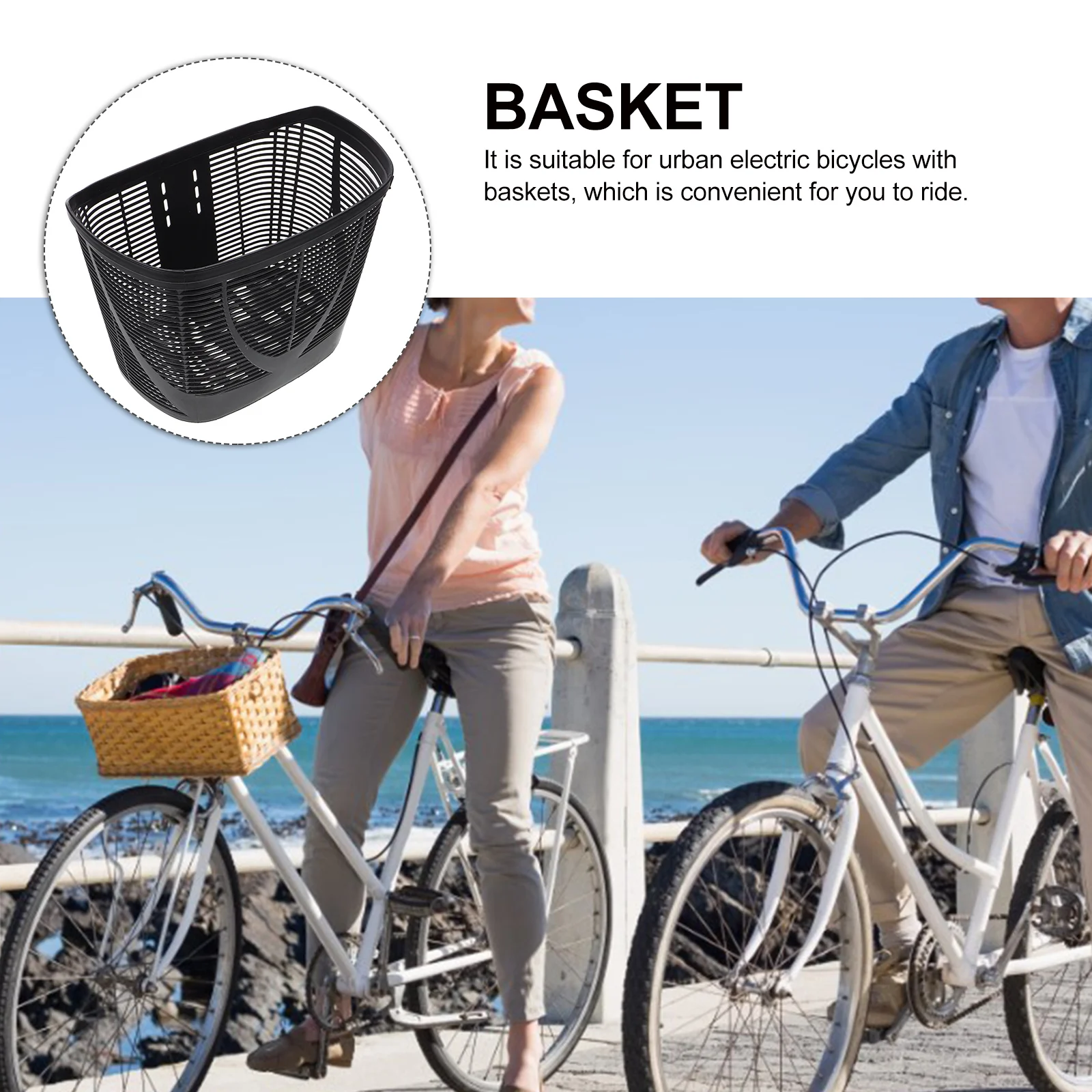 

Front Durable Plastic Bicycle Large Capacity Storage Easy Installation Electric Mobility Scooter Kids Bike Urban Commuting