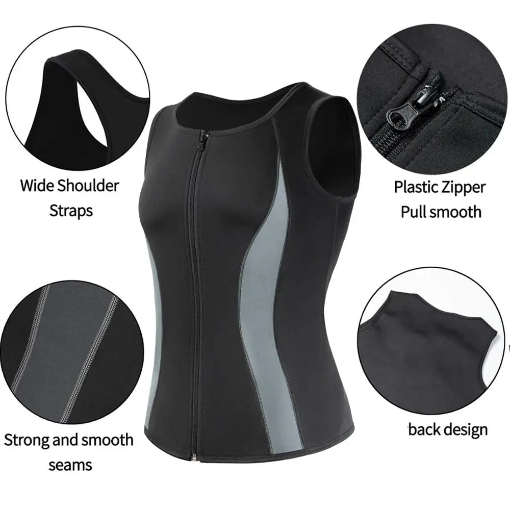 Men\'s Zipper Neoprene Tank Top Workout Suit Body Shaper Sweating Sauna Vest  Waist Trainer