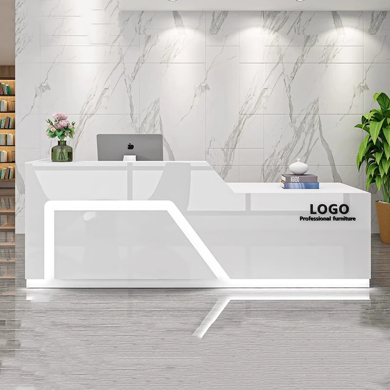 

Modern LED-Lit Office Reception Desk for Large Counters in Hotels Malls Beauty Salons Shops Clinics Restaurants