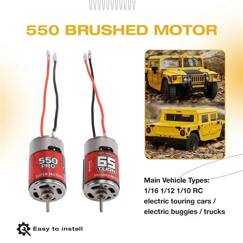 RC Brushed Motor 550 High Torsion Low Noise Motor 65T-4500Rpm 3.17Mm D Daxis With 60A Brushed ESC For RC Car