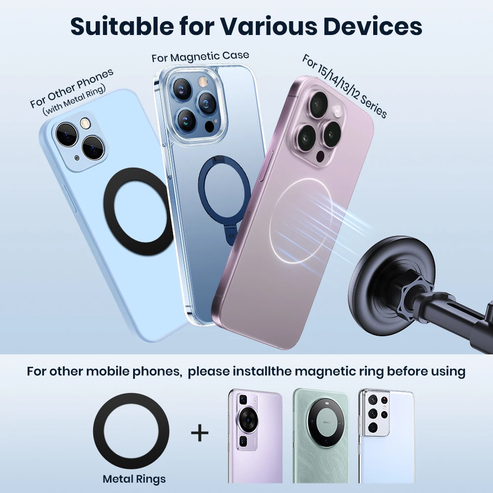 TOPK Magnetic Car Phone Holder Mount for MagSafe [20 Super Magnets] Dashboard Phone Holders for Your Car Mount, One-Hand Use