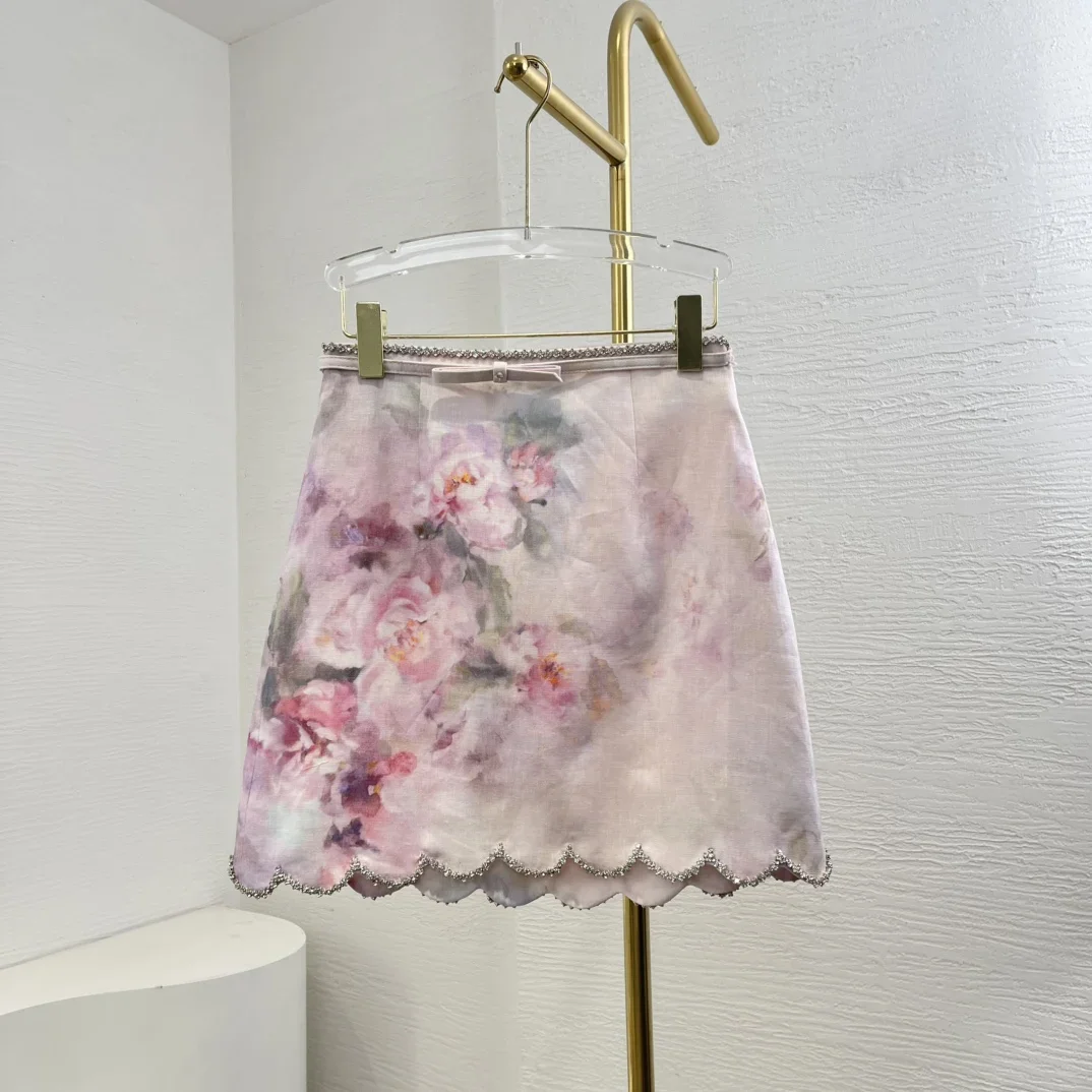 

Light Purple Violet Floral Print Long Sleeve Blouse Tops and Skirt Set 2025 New Arrivals