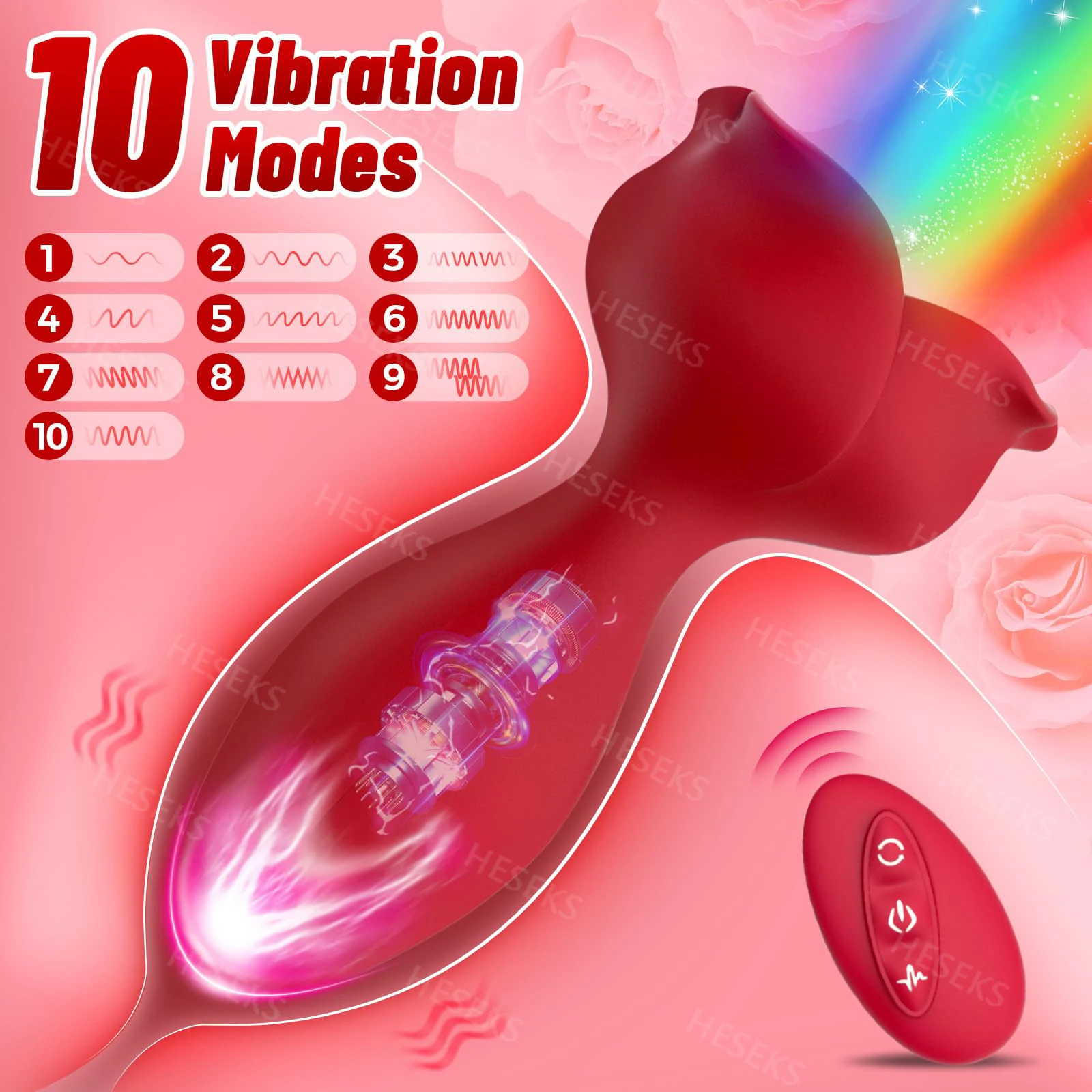 HESEKS 360° Rotation Vibrating Anal Plug Vibrator Male Prostate Massager Colorful Lighting Clit Butt Stimulation Sex Toy for Men