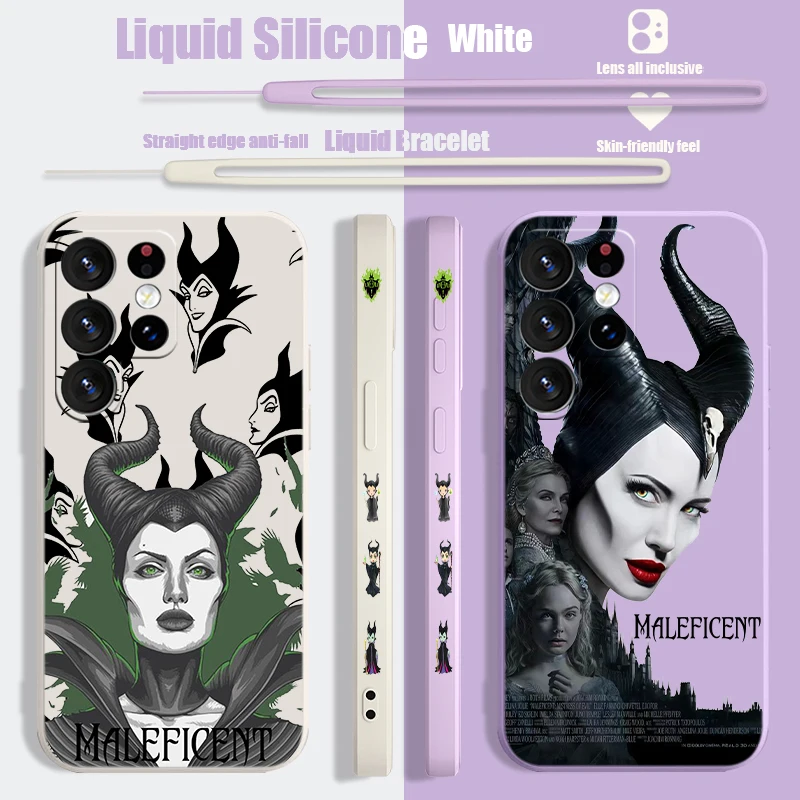 Disney Maleficent Liquid Left Rope Phone Case For Samsung S10 S20 S21 S22 S23 S24 S10e Plus Lite Ultra FE Shell Soft Cover Capa