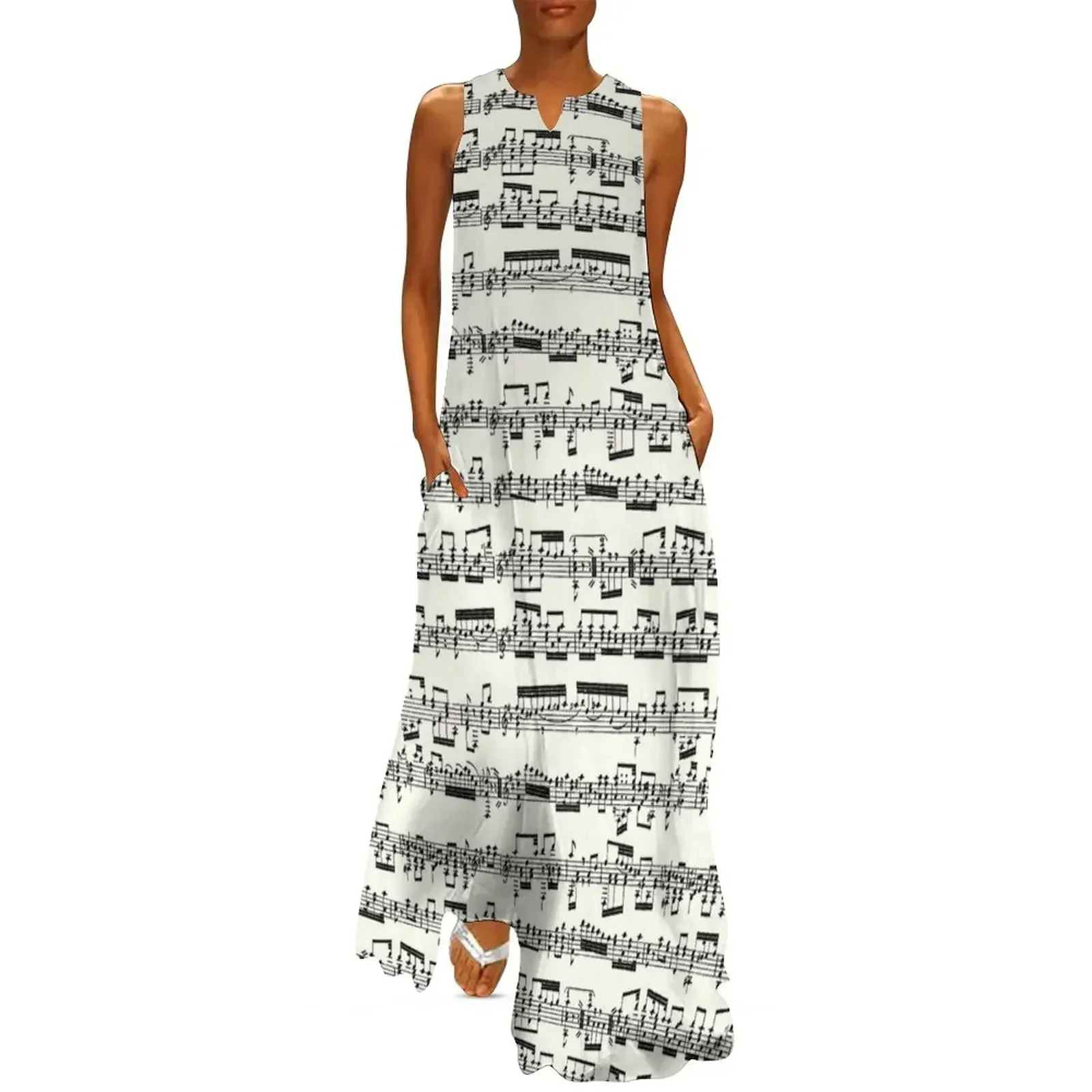 

Sheet Music on Ivory Long Dress Summer women's clothing dresses for special events Elegant gowns Dress