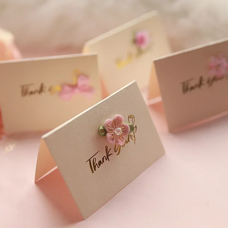 

10pcs/set Greeting Cards with Envelope Mini Small Light Golden Color for Business Mother's Teacher's Day Thank You Gift Card