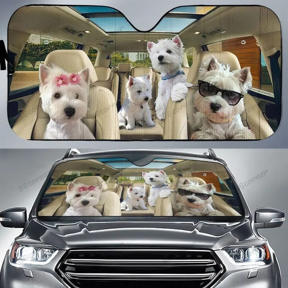 Westies 가족 운전 자동차 햇빛가리개, 앞 유리용 햇빛가리개, 애견 햇빛가리개, 자동차 액세서리