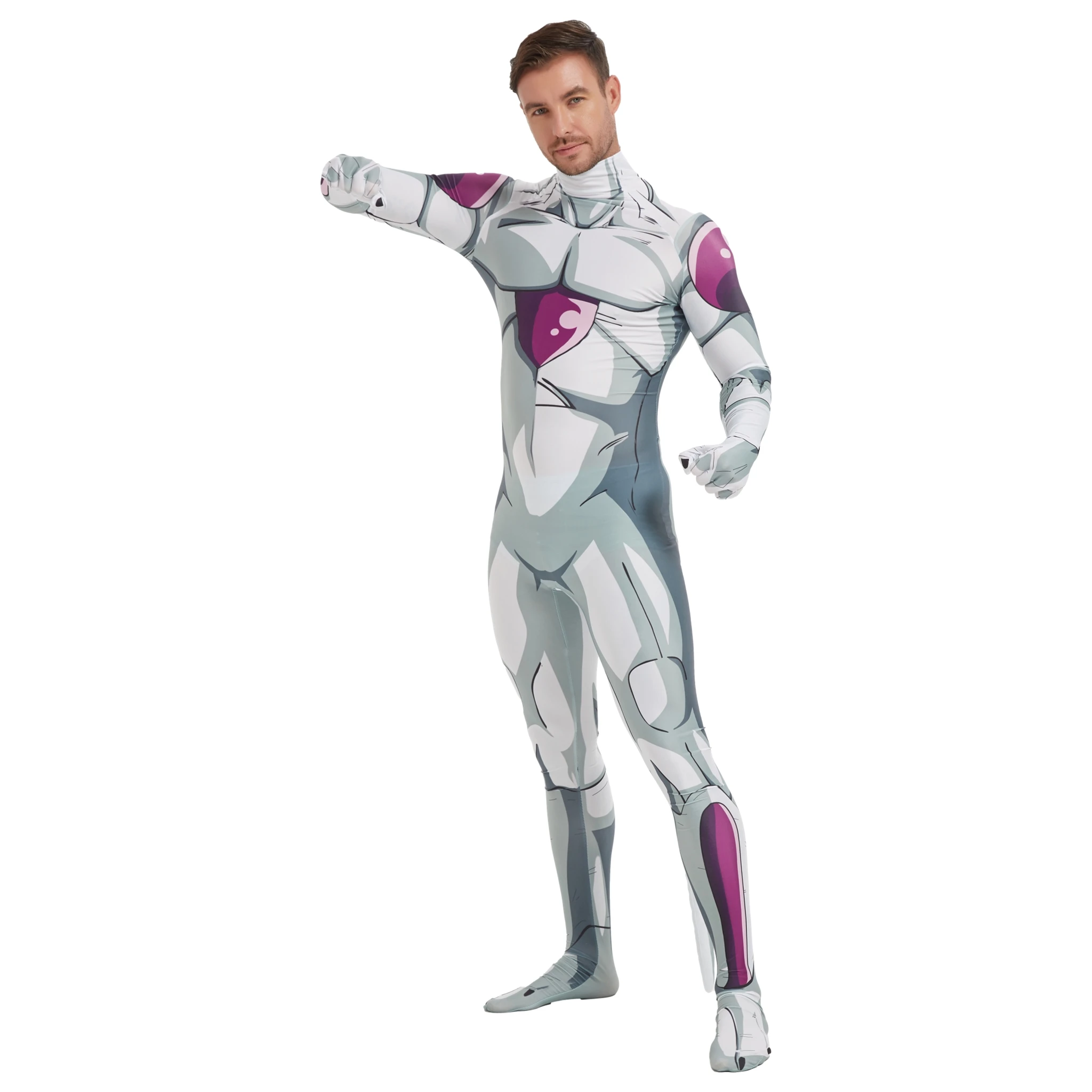 Freeza Cosplay traje masculino, macacão Spandex Zentai, macacão de Halloween, traje anime