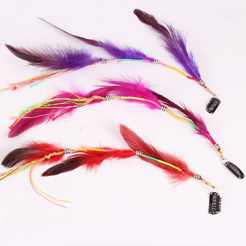 Bohemian Colorful Feather Hair Clips for Women Fashion Braid Dreadlock Hairclips Headwear Hair Decor Jewelry Accessories