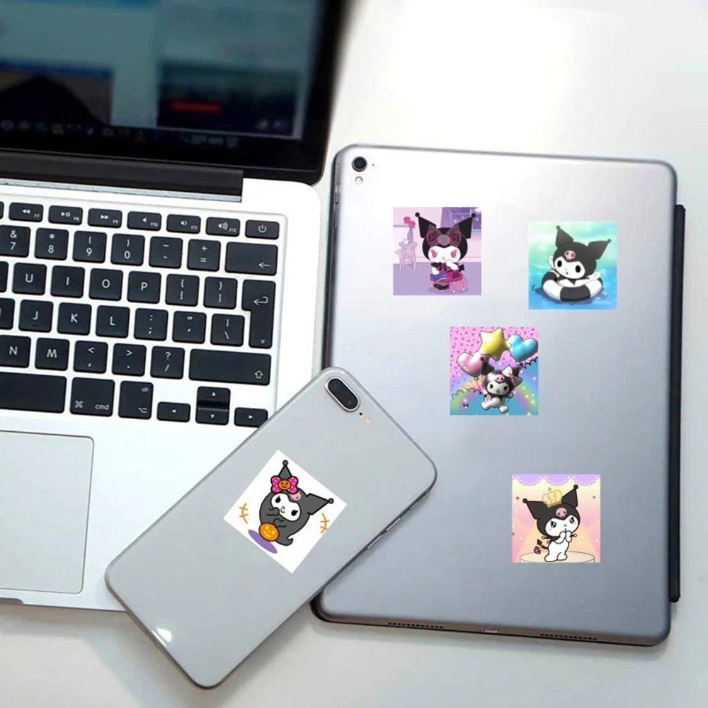 10/30/63PCS Cute Melody Kuromi Stickers Sanrio Cartoon Decals DIY Notebook Skateboard Phone Car Waterproof Decorative Kids Toy