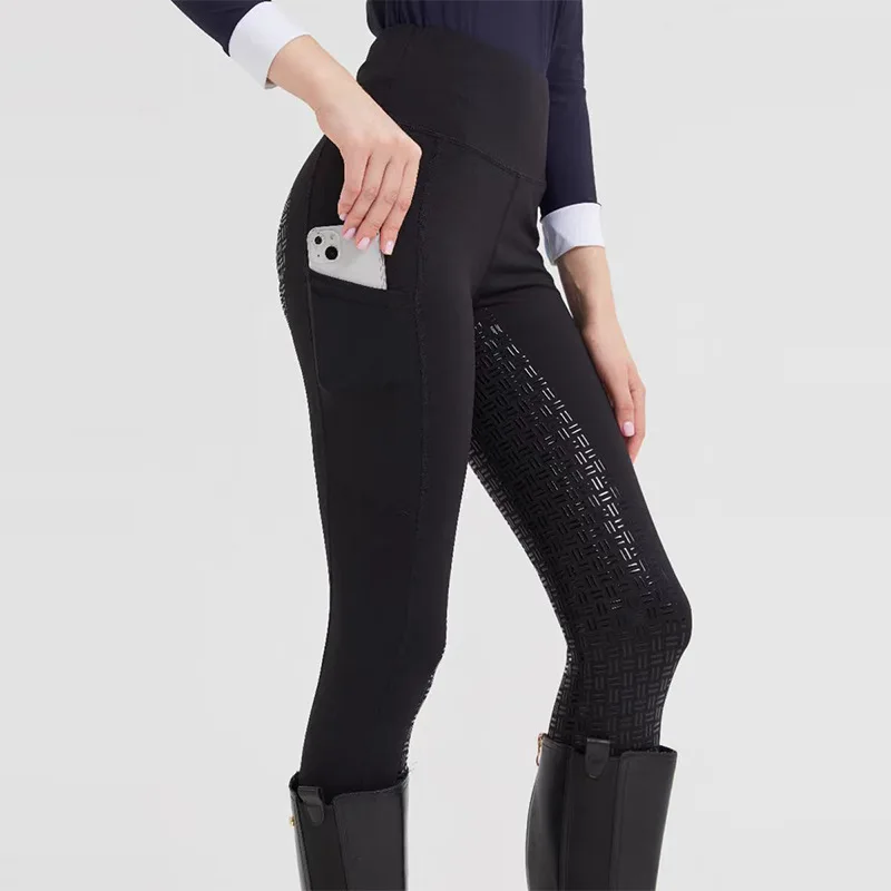 High-Waist Equestrian Sports Pants for Men and Women, Breathable Riding Breeches, Full Silicone Competition Rider Pants