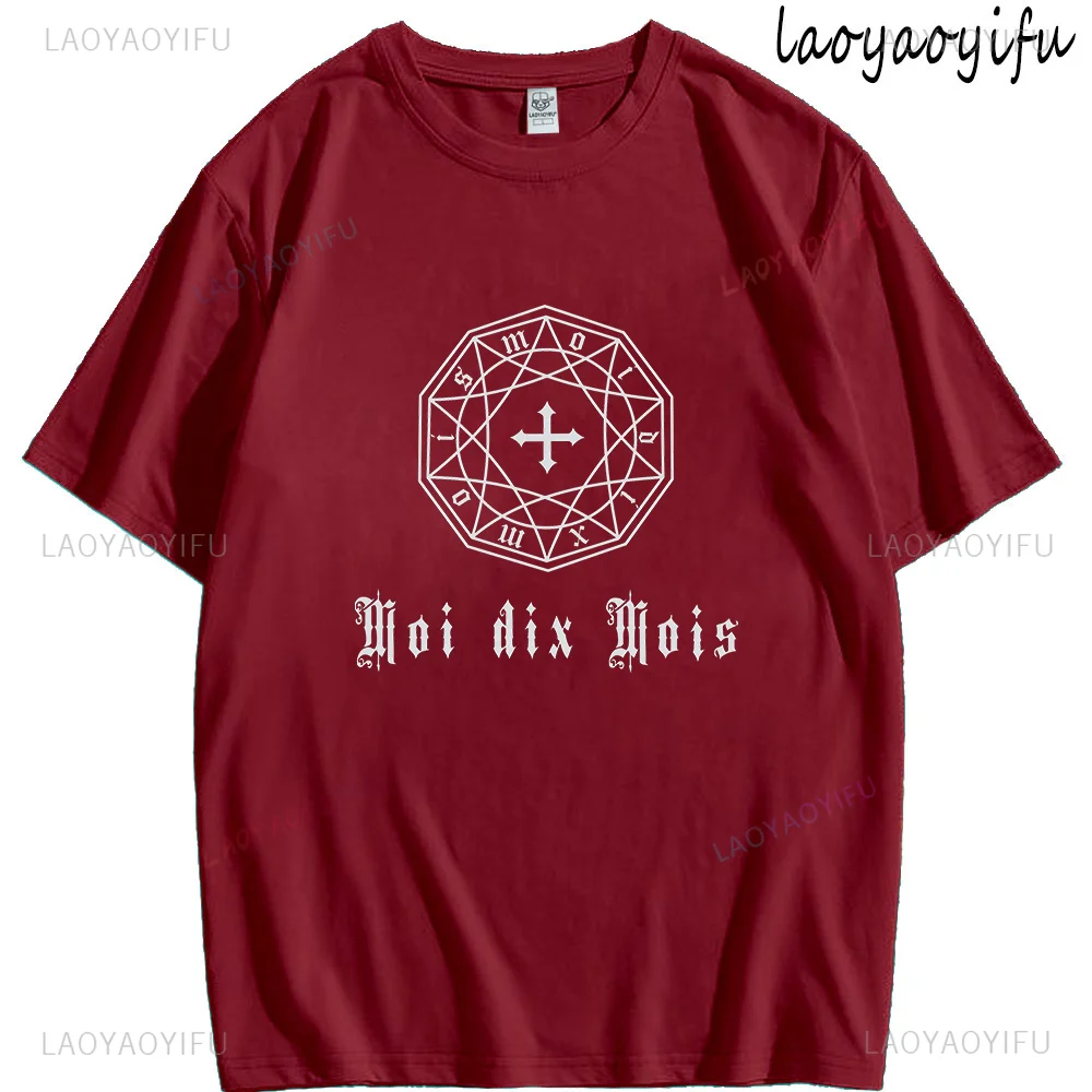 Tshirt for Men MOI DIX MOIS Logo Japanese Visual Kei Gothic Metal Band Men's Graphic T Shirts Women Clothing Tee Cotton Tops