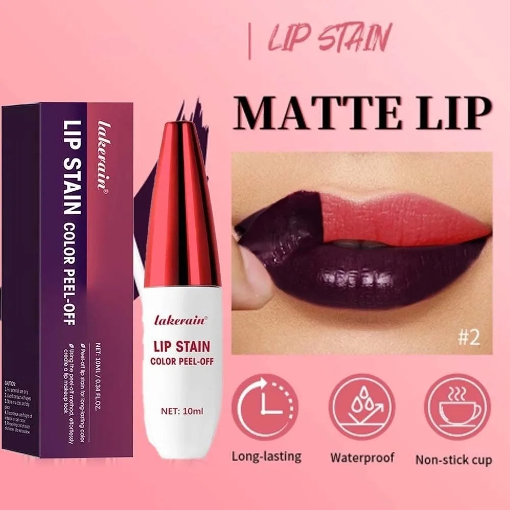 

2pcs Easy To Apply Long Lasting Peel-off Lip Gloss Makeup 10ML Matte Lip Stain Non-stick Cup Oil Lip Tint Cosmetics Banquet