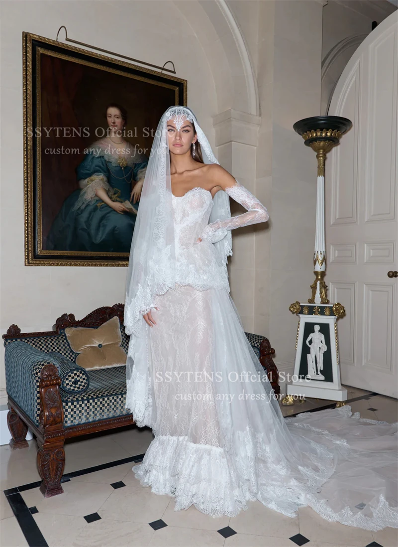 SSYTENS 魅力的なウェディングドレスブライダルチュール恋人 A ライン高品質レースアップブライダルドレス Vestidos De Novia カスタマイズ