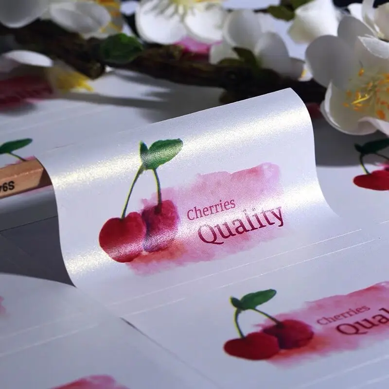Pearlescent Label Shimmer Adhesive Custom LOGO Text Name Jewellery Box Packaging Sealing Stickers Bottle Product Personalized