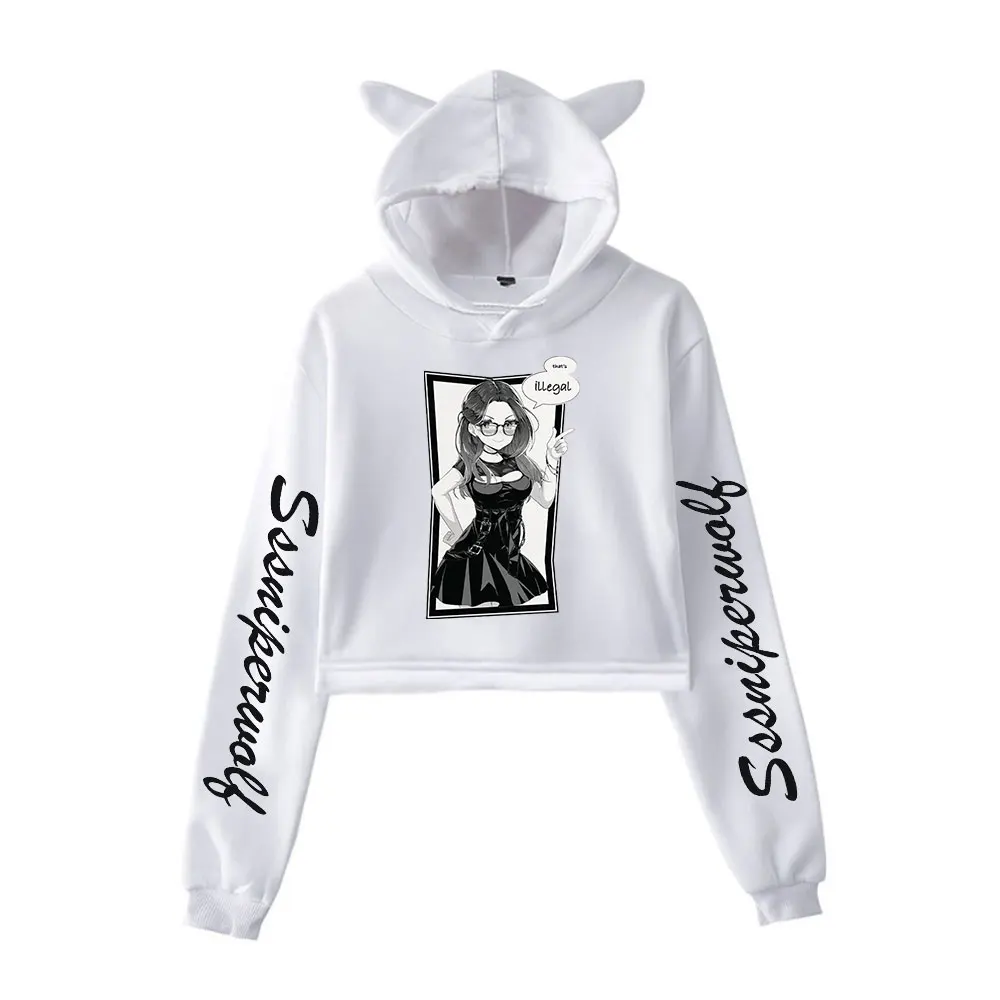 SssniperWolf That's Illegal Hoodie Vintage 90s Streetwear Hoodie Merch Hoodies Fashion Sweatshirts for Girls Cat Ear Crop women